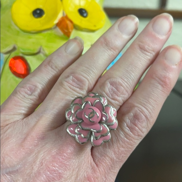 WOW POSHMARK - Authentic Chanel Camilla Silver & Pink Flower Design Winner Ring - Picture 12 of 16